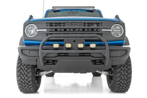 Ford Bronco Nudge Bar - Front - Rough Country - 20 Inch Single Row LED, DRL - Black - '21-'25